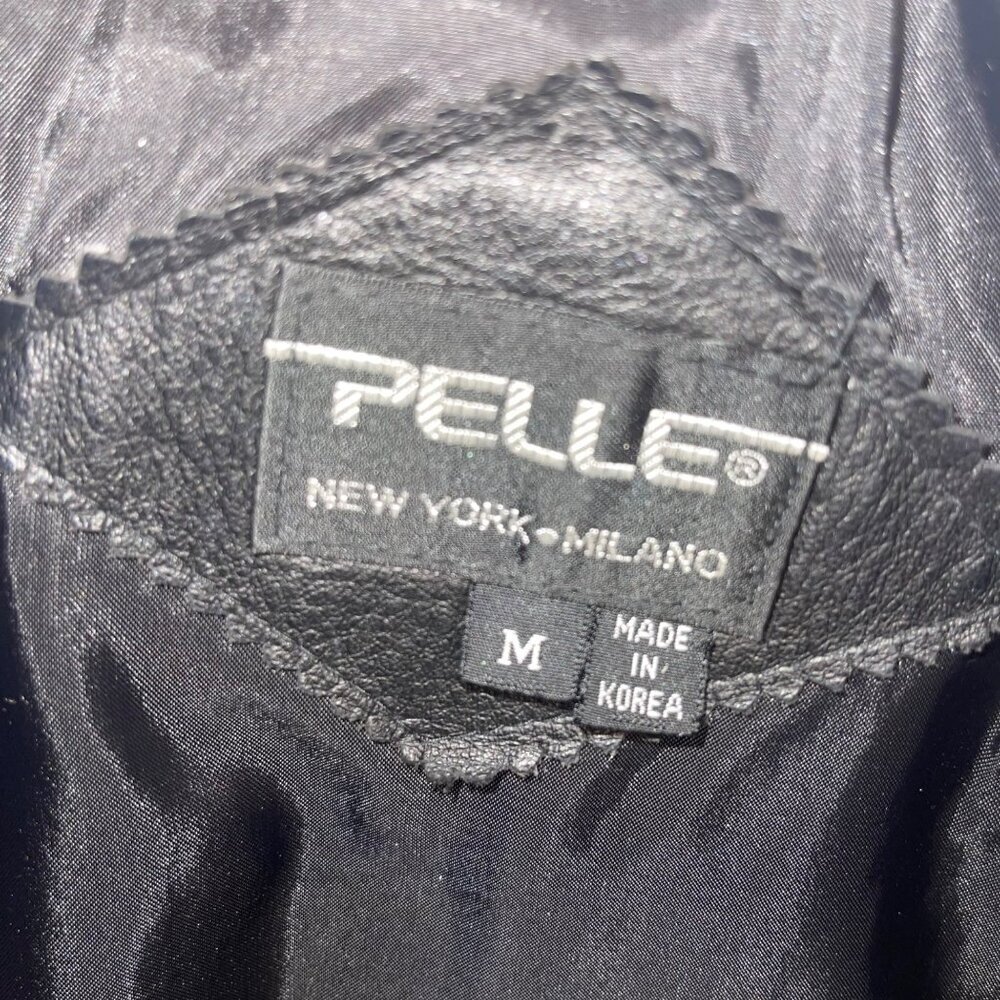 Pelle Vintage Womens Coat Size Medium Black Leather Trench Casual New York - Picture 9 of 16
